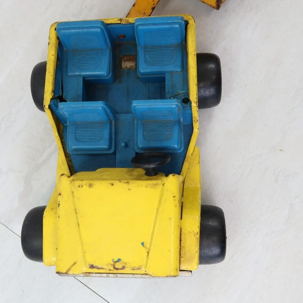 Buddy L Jeep Hauler Yellow & Blue With Trailer 2 Piece Set Vintage 1970s